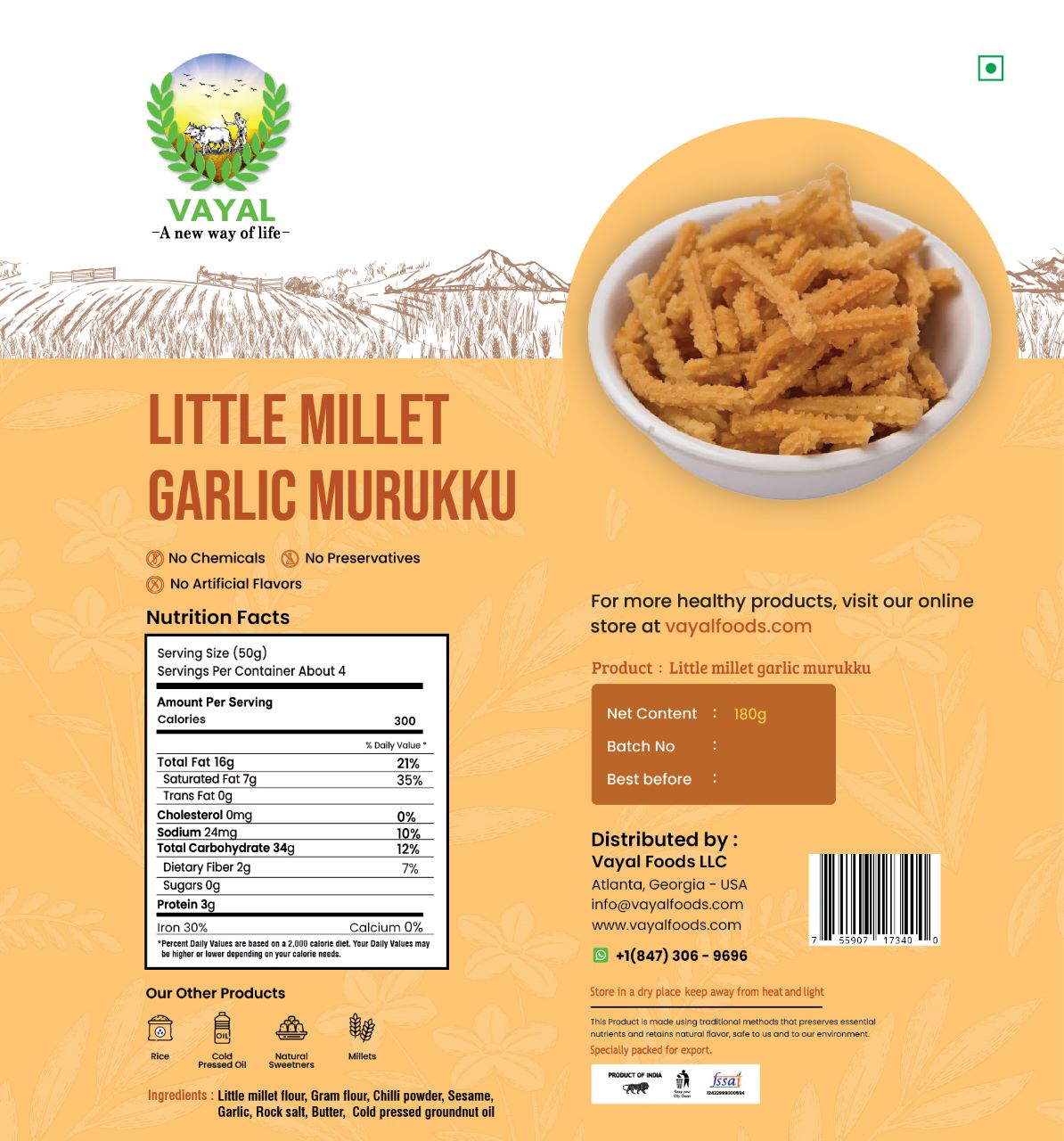 Little Millet - Garlic Murukku